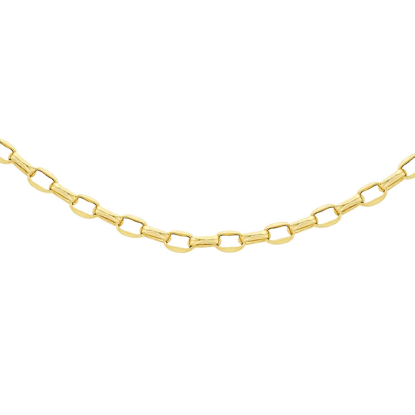 9K Yellow Gold Oval Belcher Necklace 50cm