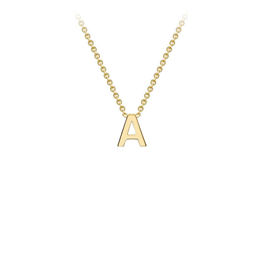 9K Yellow Gold 'A' Initial Adjustable Letter Necklace 38/43cm