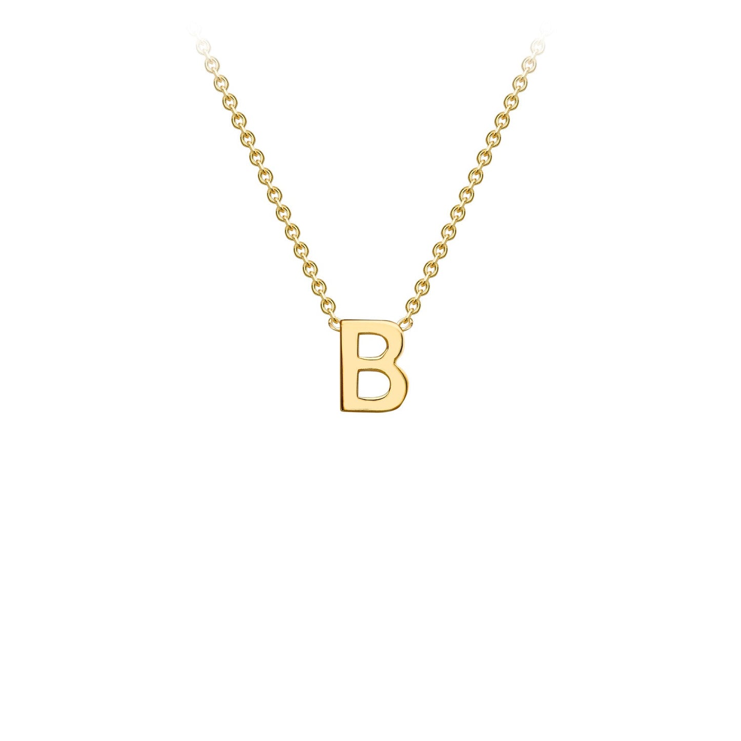 9K Yellow Gold 'B' Initial Adjustable Letter Necklace 38/43cm