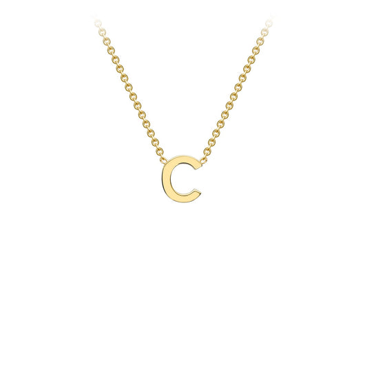 9K Yellow Gold 'C' Initial Adjustable Letter Necklace 38/43cm