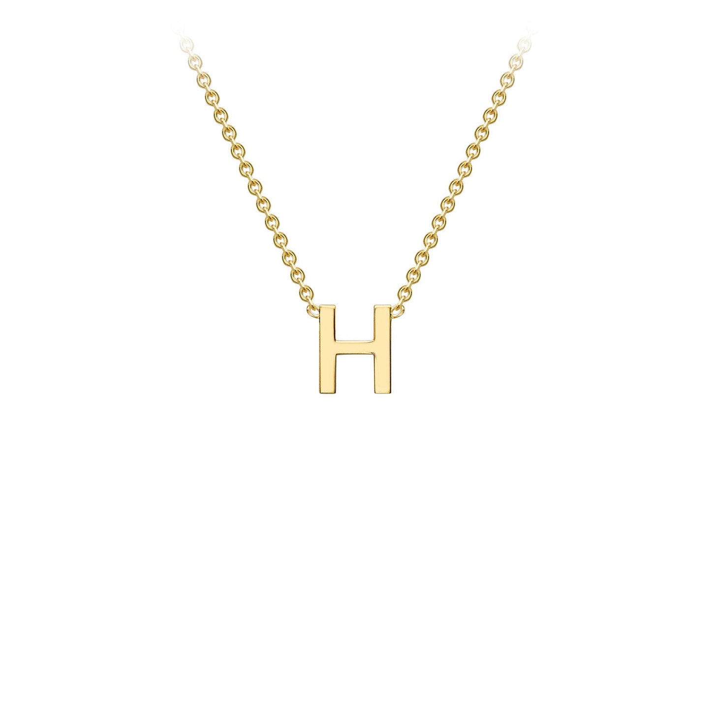 9K Yellow Gold 'H' Initial Adjustable Letter Necklace 38/43cm