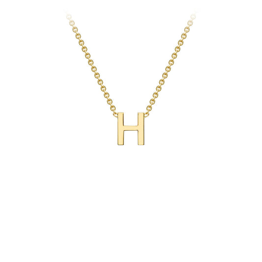 9K Yellow Gold 'H' Initial Adjustable Letter Necklace 38/43cm