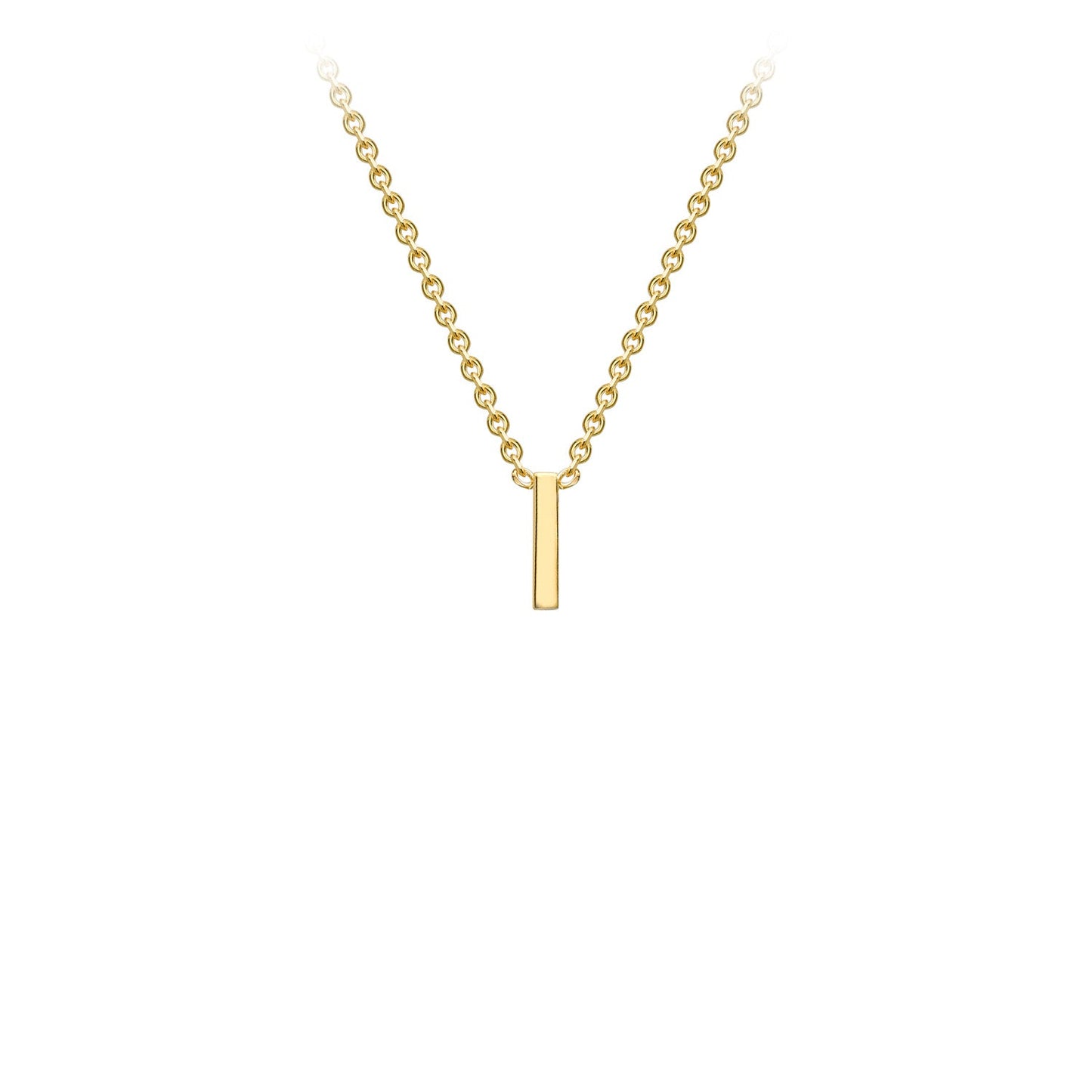 9K Yellow Gold 'I' Initial Adjustable Letter Necklace 38/43cm