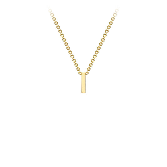 9K Yellow Gold 'I' Initial Adjustable Letter Necklace 38/43cm