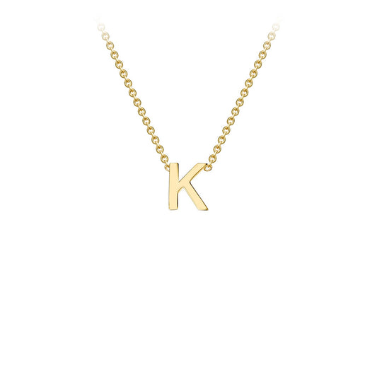 9K Yellow Gold 'K' Initial Adjustable Letter Necklace 38/43cm