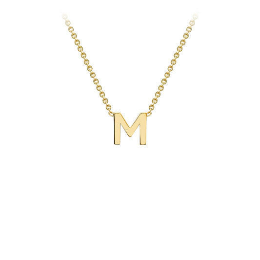9K Yellow Gold 'M' Initial Adjustable Letter Necklace 38/43cm
