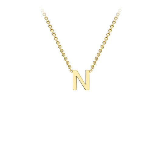 9K Yellow Gold 'N' Initial Adjustable Letter Necklace 38/43cm