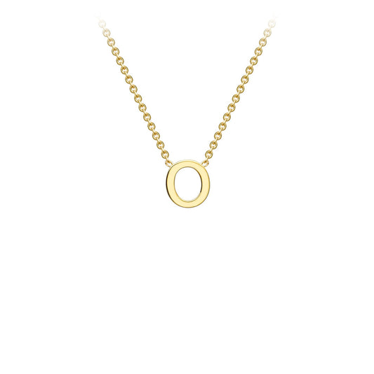 9K Yellow Gold 'O' Initial Adjustable Letter Necklace 38/43cm