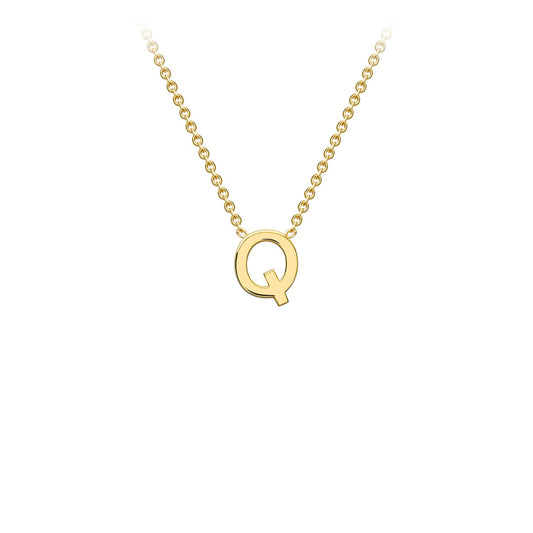 9K Yellow Gold 'Q' Initial Adjustable Letter Necklace 38/43cm