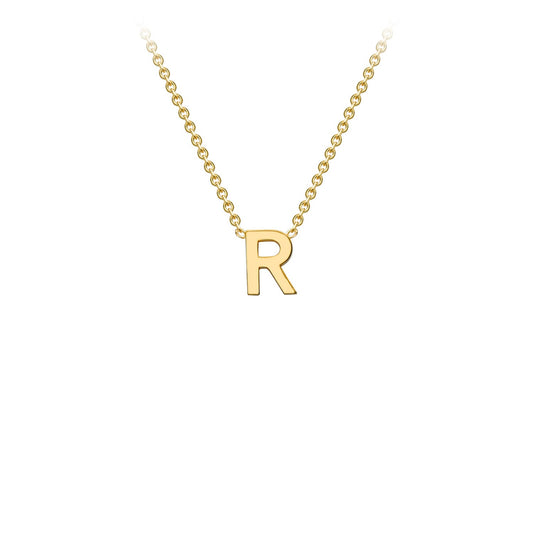 9K Yellow Gold 'R' Initial Adjustable Letter Necklace 38/43cm