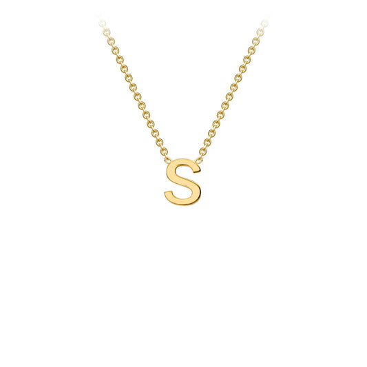 9K Yellow Gold 'S' Initial Adjustable Letter Necklace 38/43cm