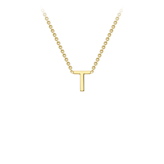 9K Yellow Gold 'T' Initial Adjustable Letter Necklace 38/43cm