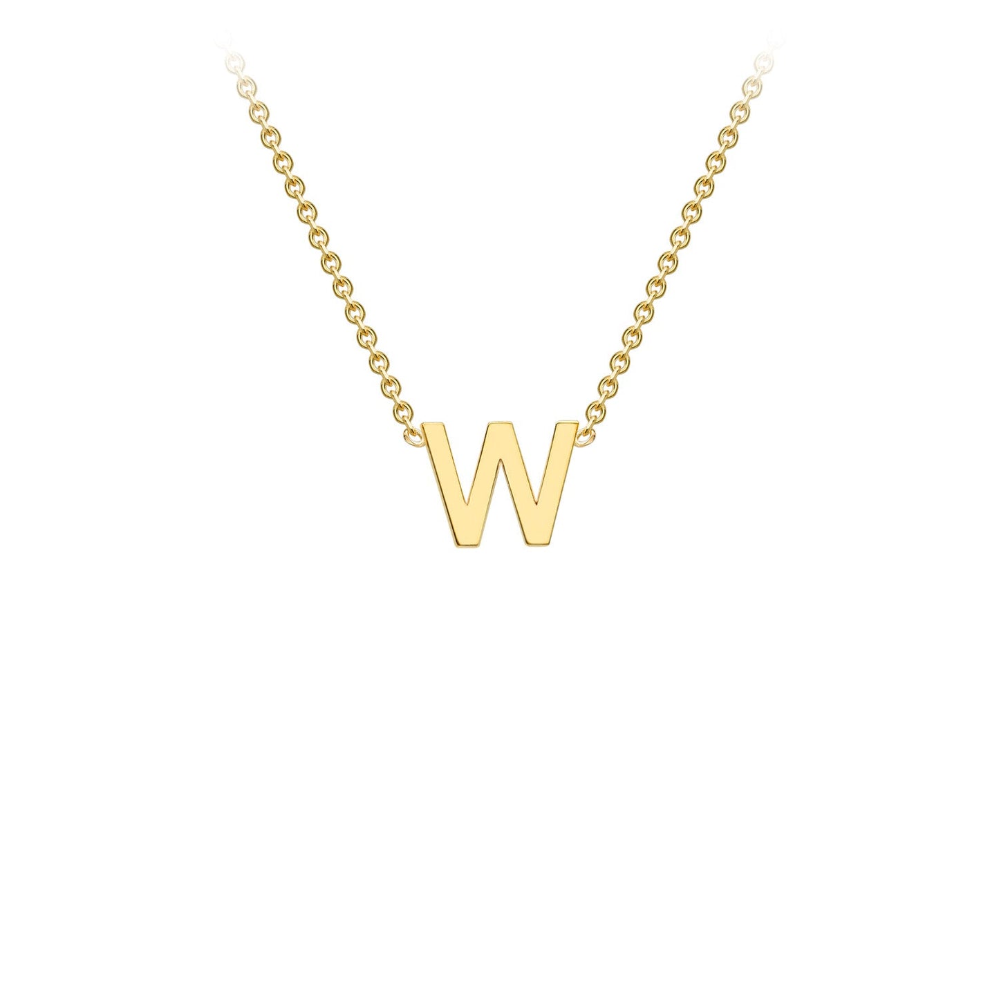 9K Yellow Gold 'W' Initial Adjustable Letter Necklace 38/43cm