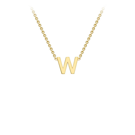 9K Yellow Gold 'W' Initial Adjustable Letter Necklace 38/43cm