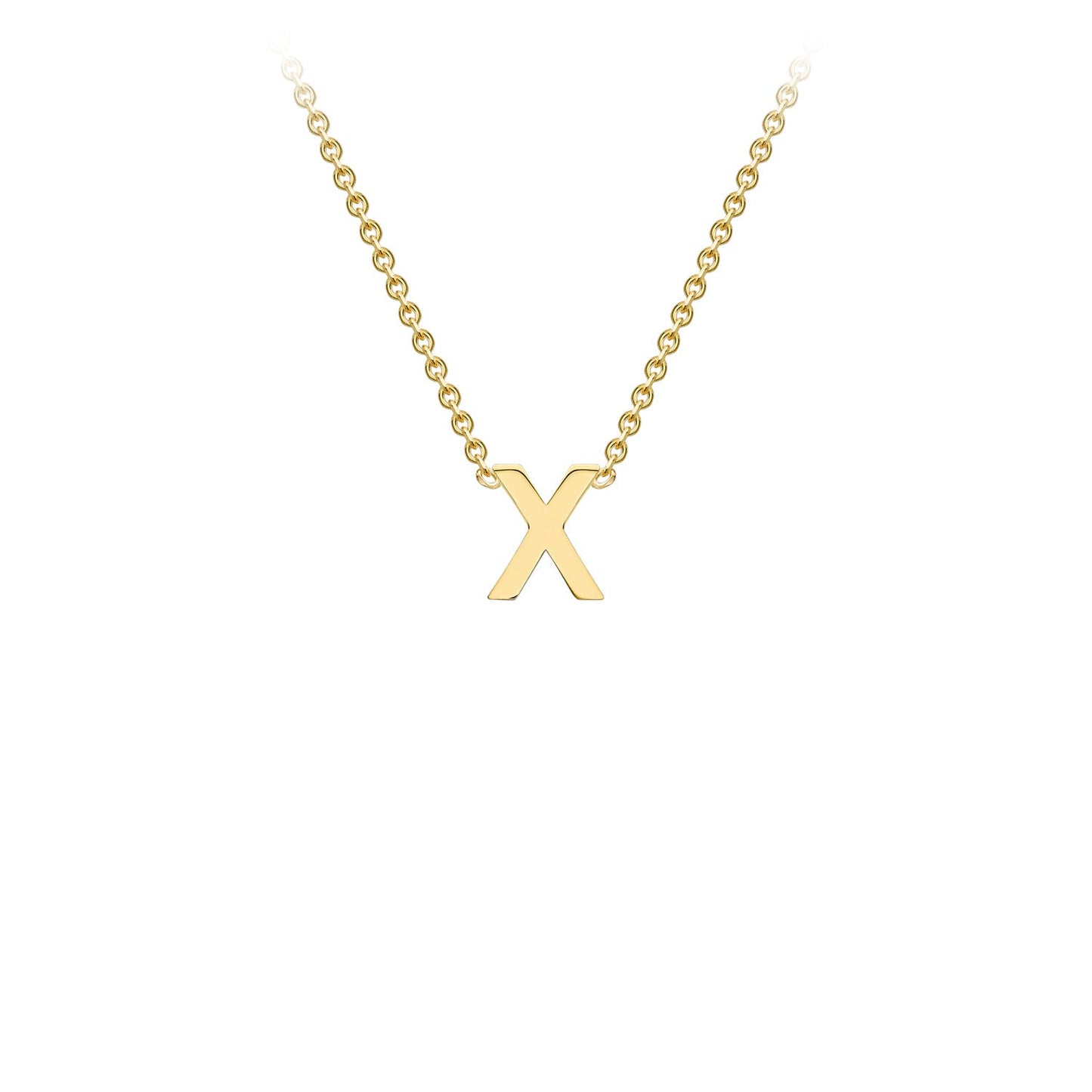 9K Yellow Gold 'X' Initial Adjustable Letter Necklace 38/43cm