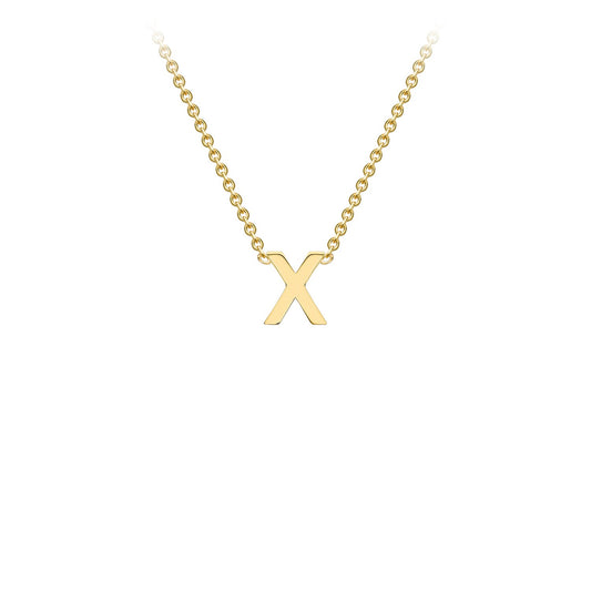 9K Yellow Gold 'X' Initial Adjustable Letter Necklace 38/43cm
