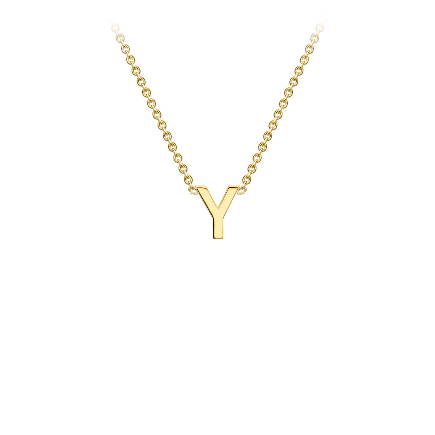9K Yellow Gold 'Y' Initial Adjustable Letter Necklace 38/43cm