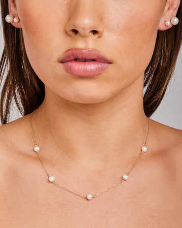 9K Yellow Gold Freshwater Pearl Necklace 41+2.5cm