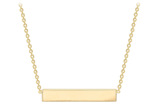 9K Yellow Gold 22mm x 3mm Horizontal-Bar Adjustable Necklace 41cm-43cm