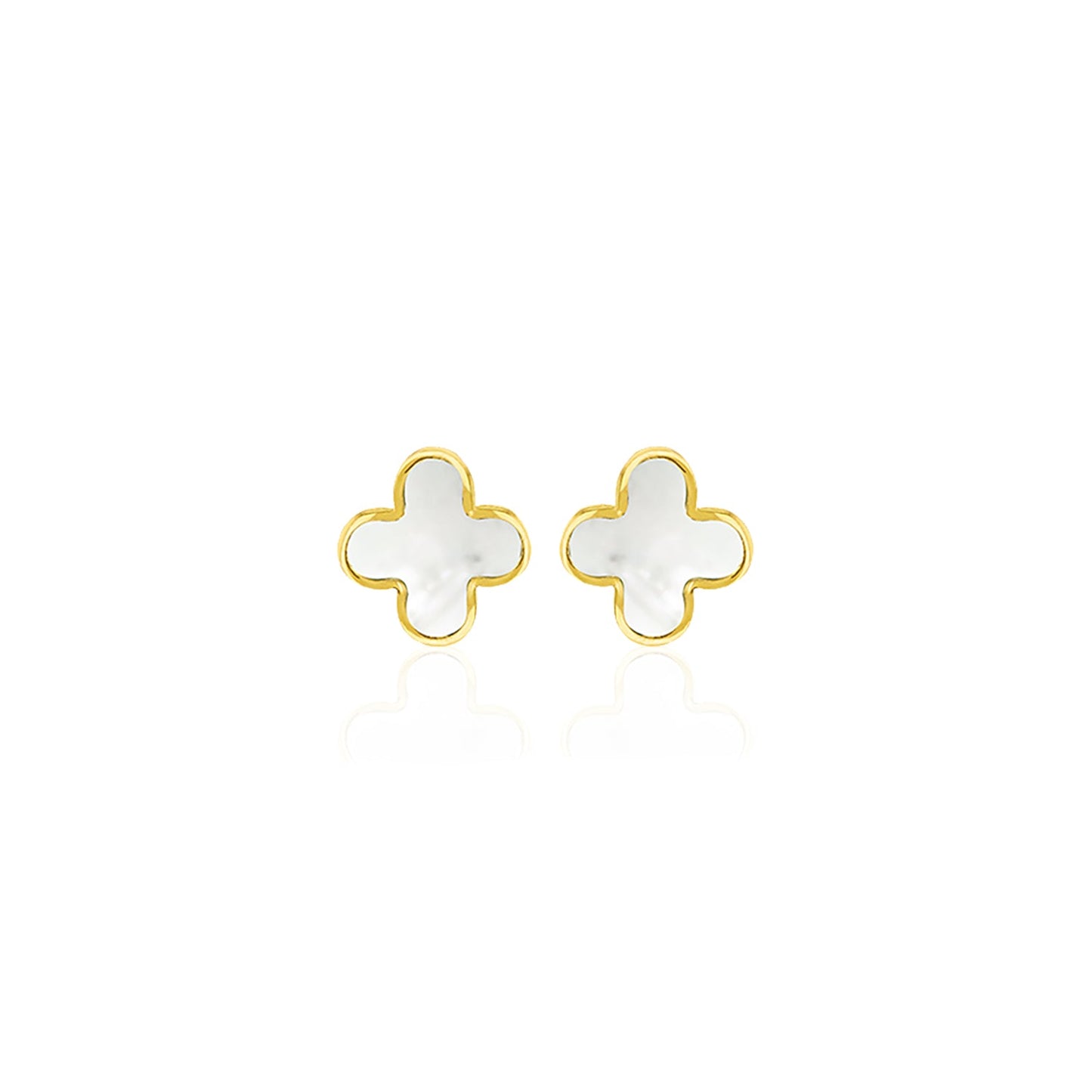 9K Yellow Gold Mother of Pearl Petal Stud Earrings