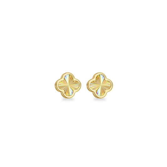 9K Yellow Gold Rainbow Petal Stud Earrings