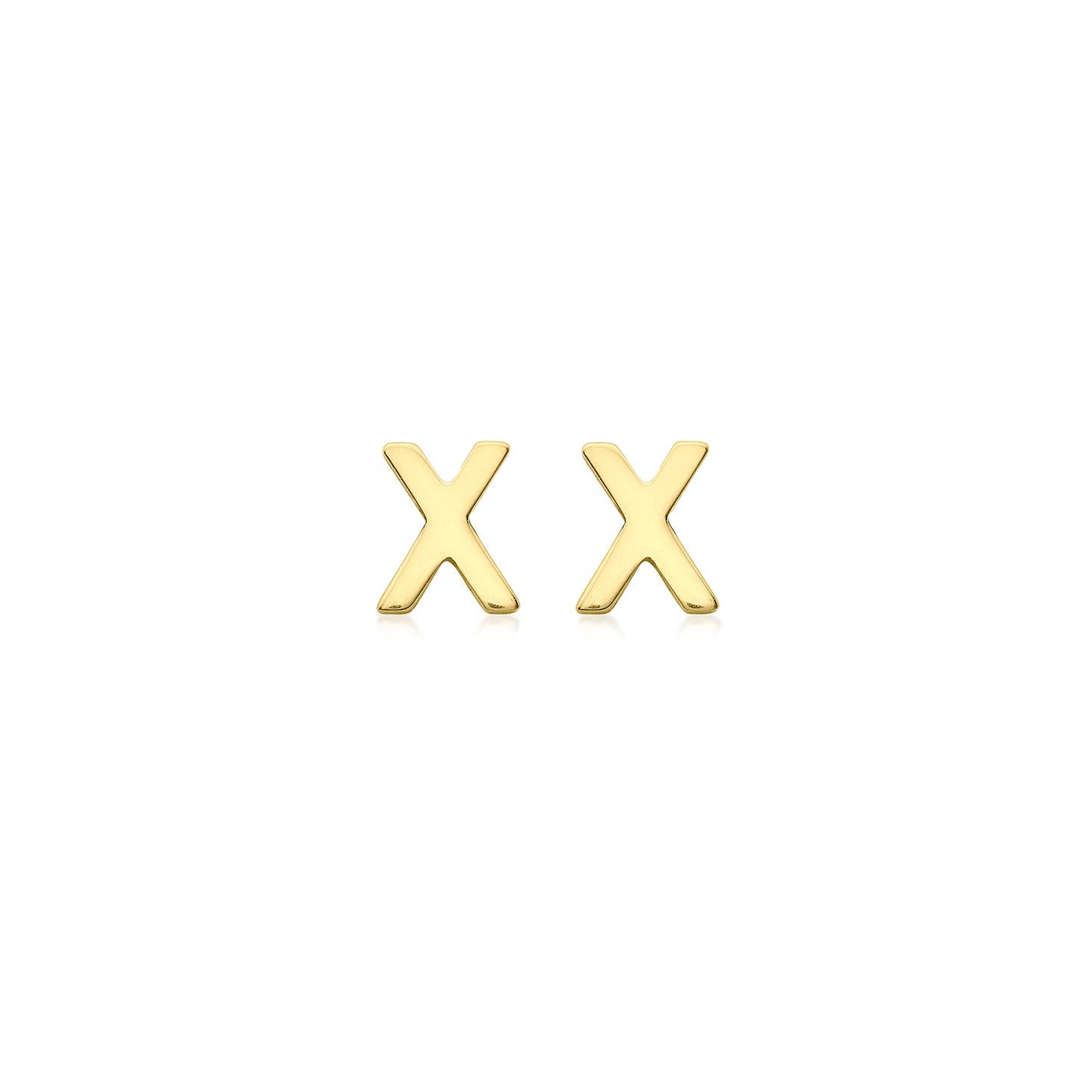 9K Yellow Gold Mini Initial 'X' Stud Earrings