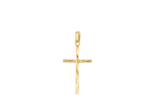 9K Yellow Gold Diamond Cut Cross Pendant