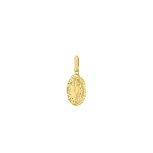 9K Yellow Gold Sacred Heart Pendant