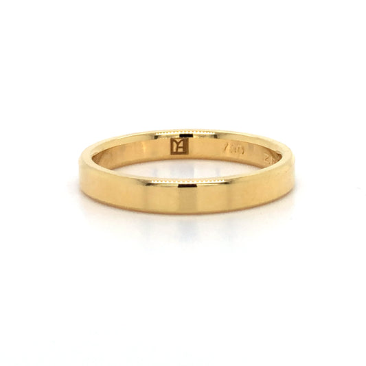 18K 3MM PLAIN FLAT EDGE BAND