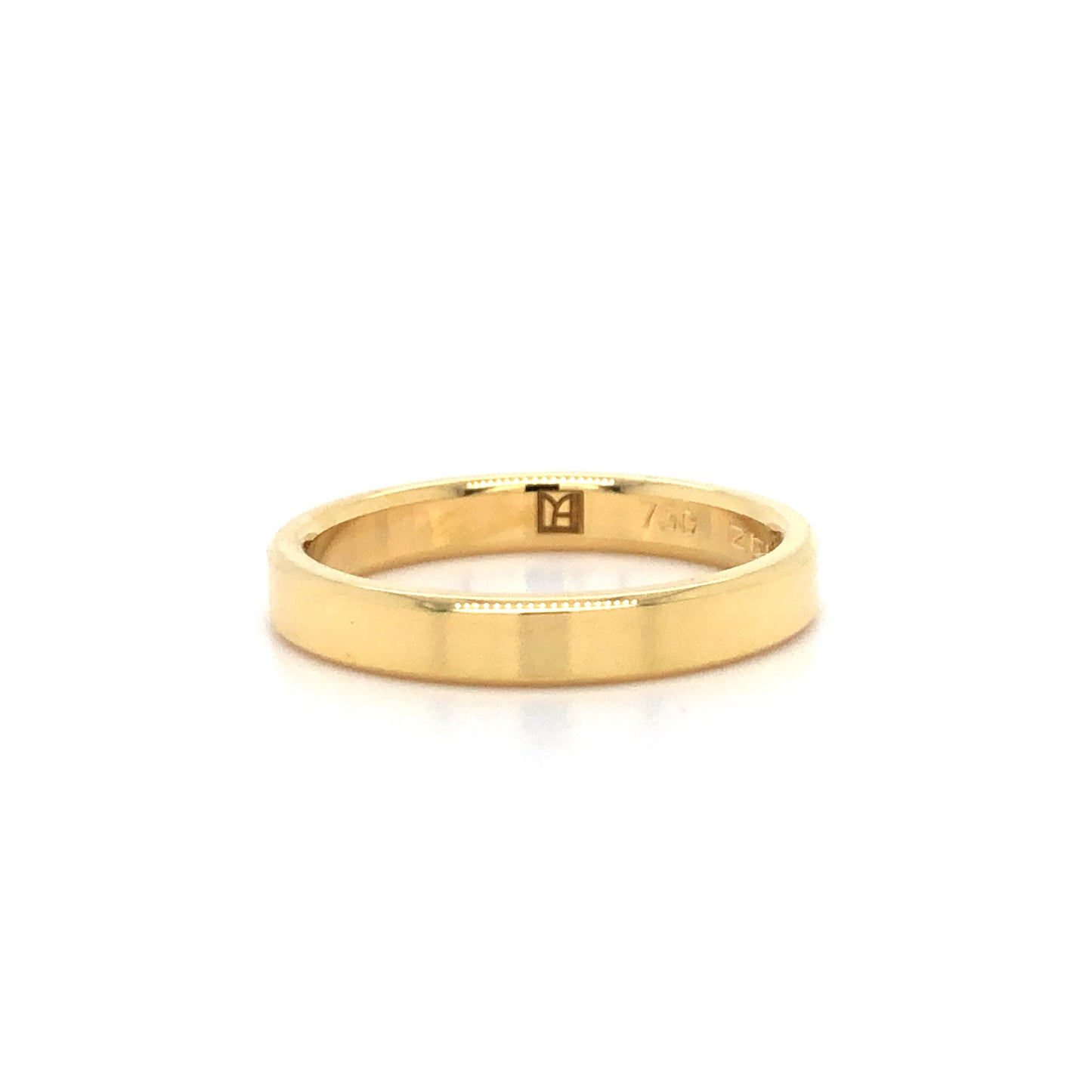 18K YG 3MM FLT BEV EDGE BAND