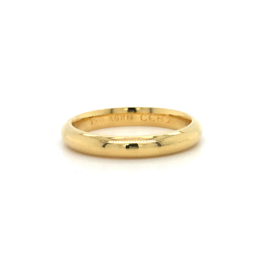 18K YG 3MM PLAIN HIGH DOME BAND