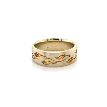 18K 3T FANCY LEAF BAND