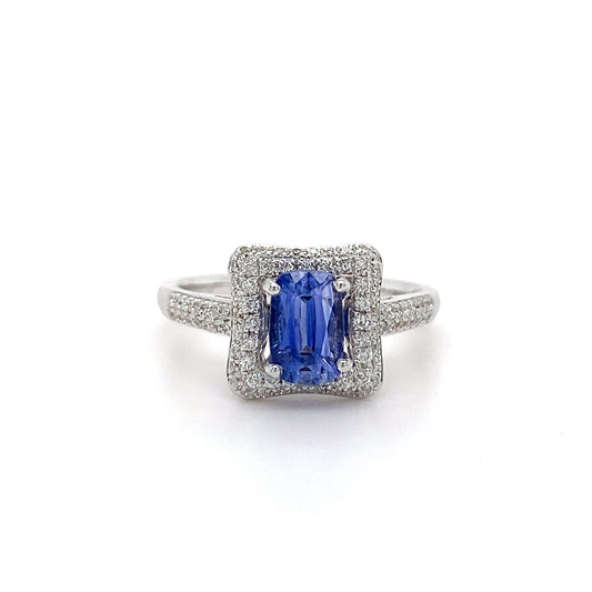 1.16ct Oval Ceylon sapphire + 0.45ct Dia