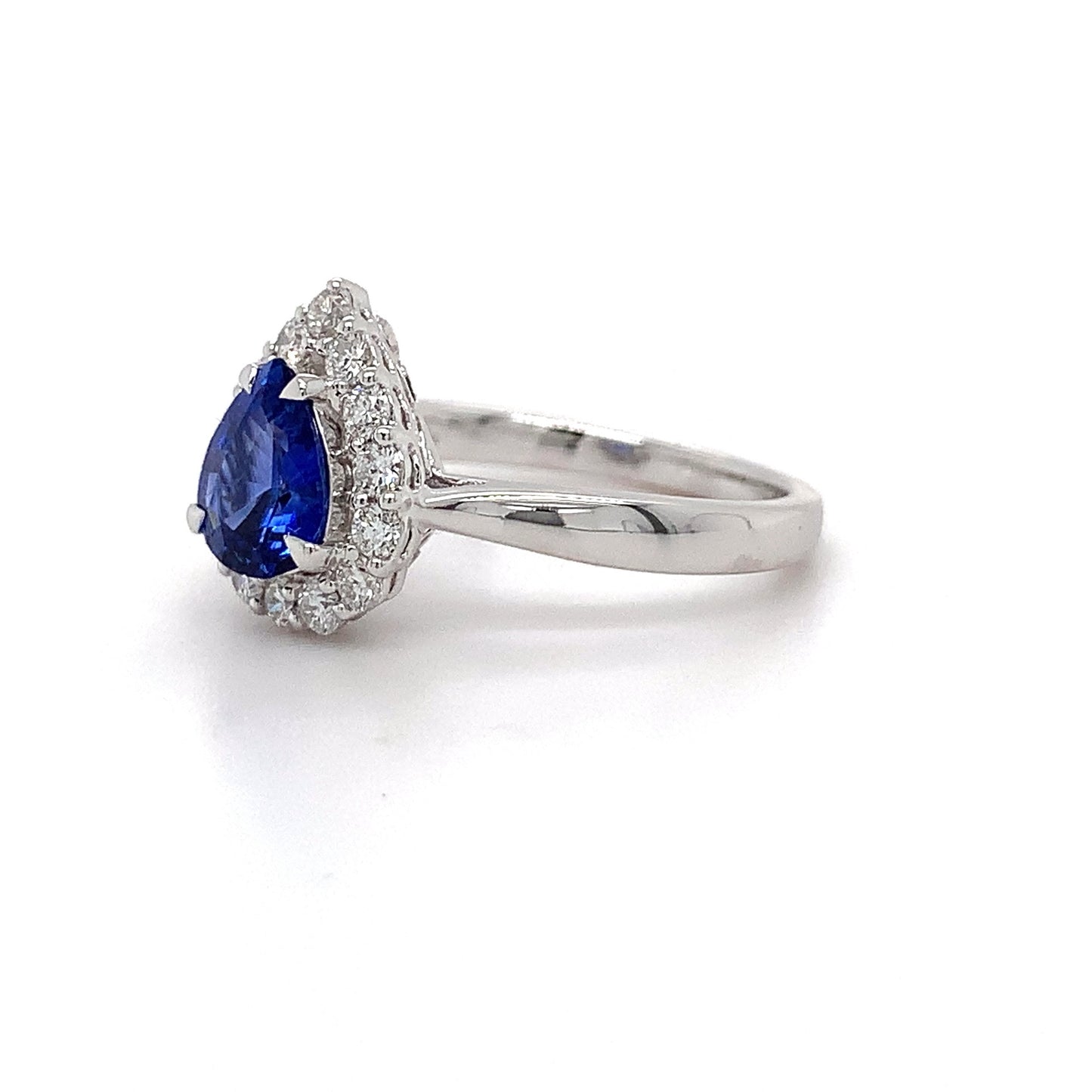 1.20ct Ceylon Sapphire +.35ct Dia Halo Ring 18kt