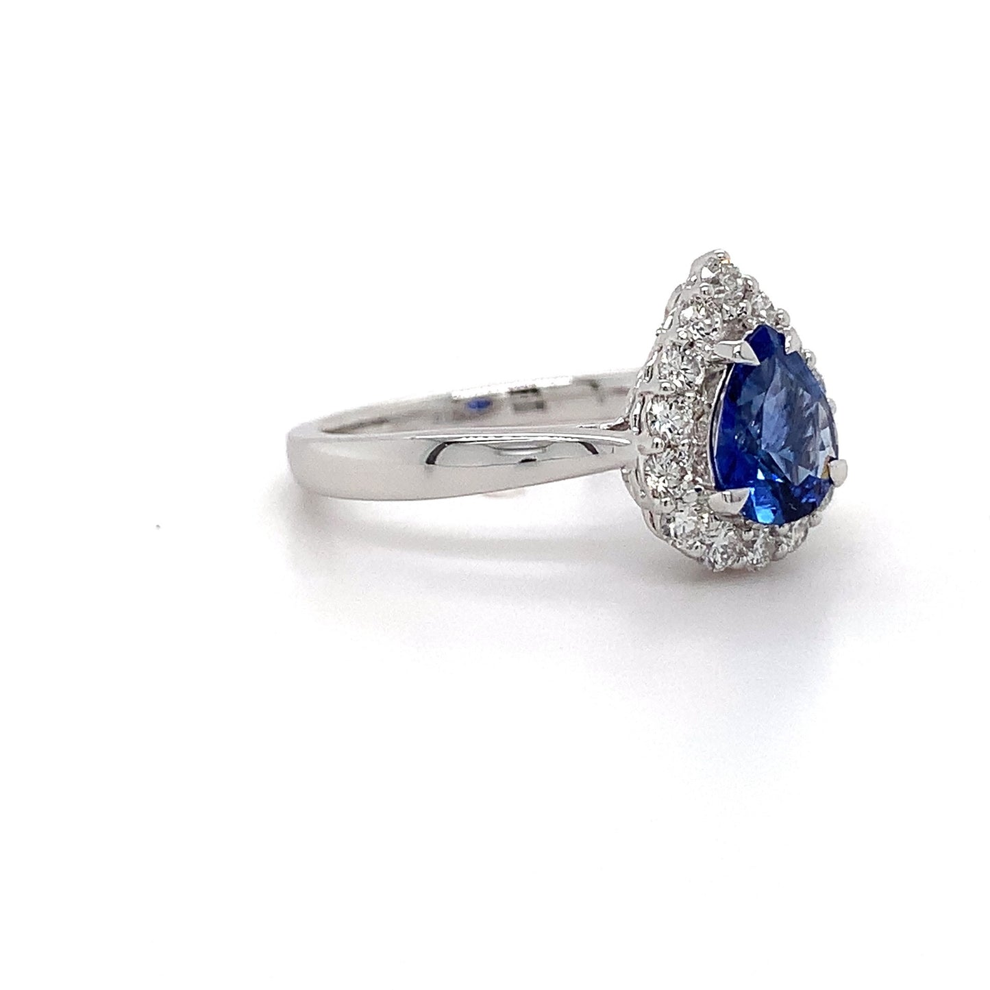 1.20ct Ceylon Sapphire +.35ct Dia Halo Ring 18kt