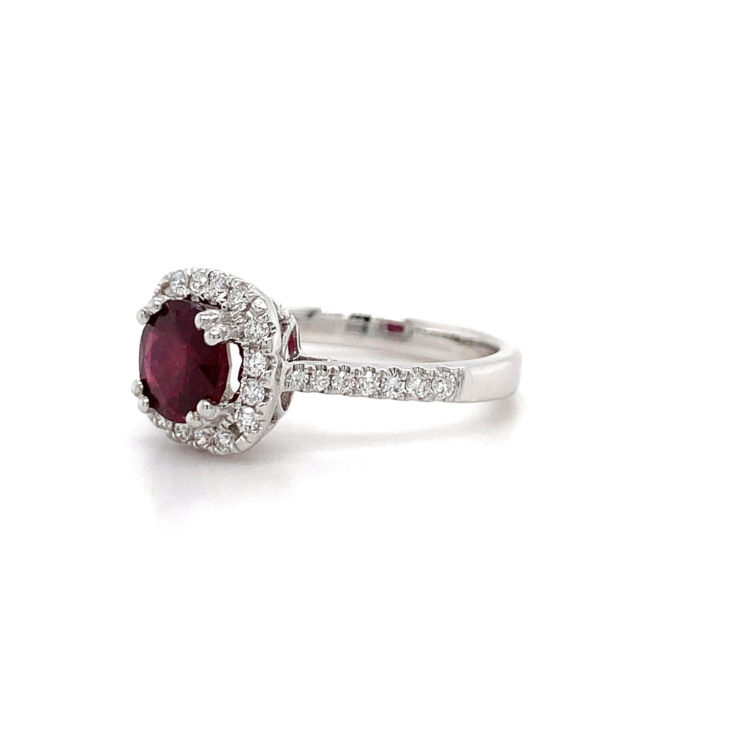 1.20ct Ruby + 0.30ct Dia Halo Ring