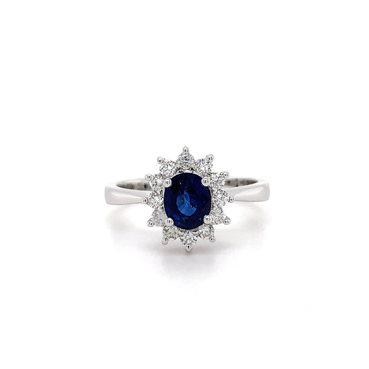 0.92ct Oval Sapphire + 0.27ct Dia Halo 18kt WG
