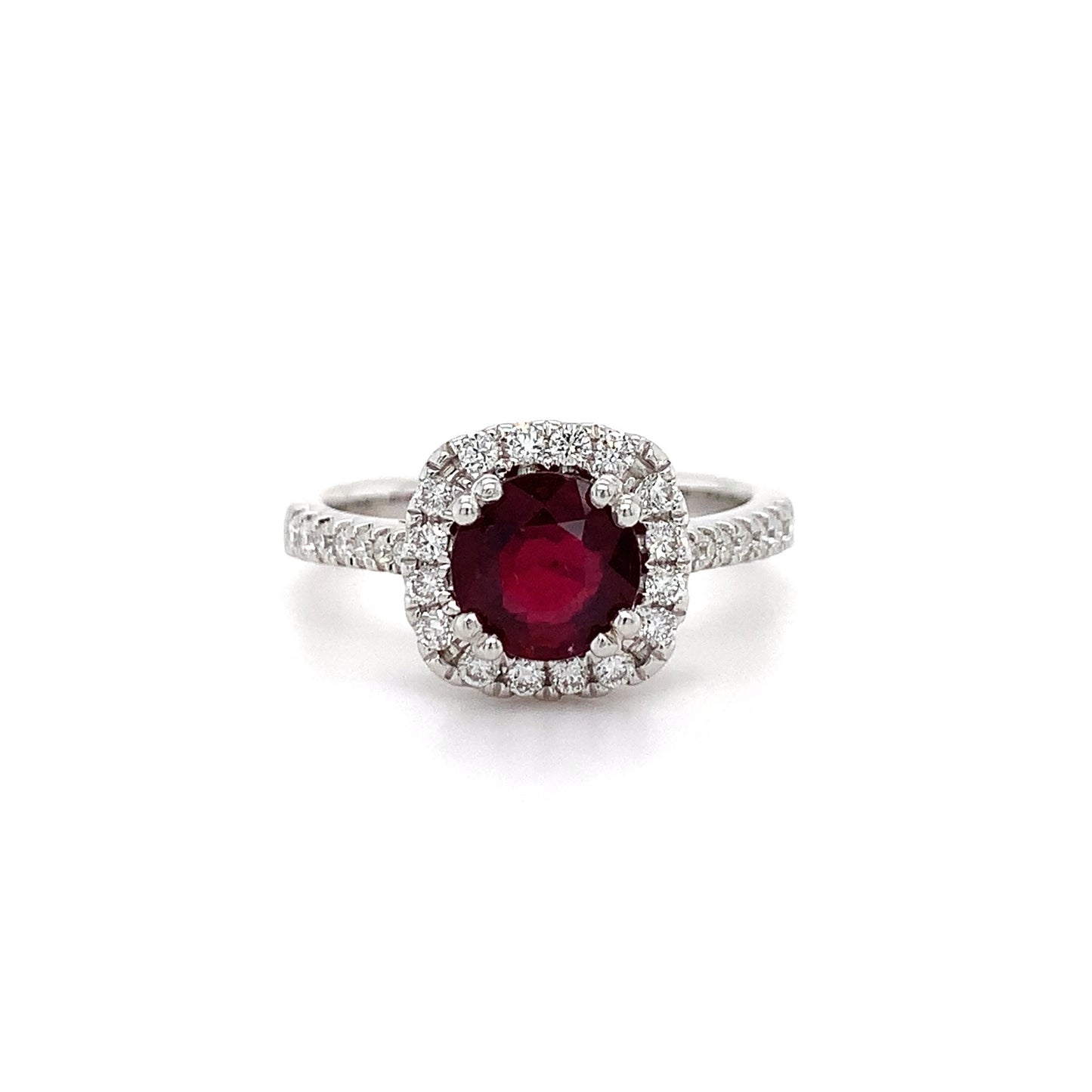 1.20ct Ruby + 0.30ct Dia Halo Ring