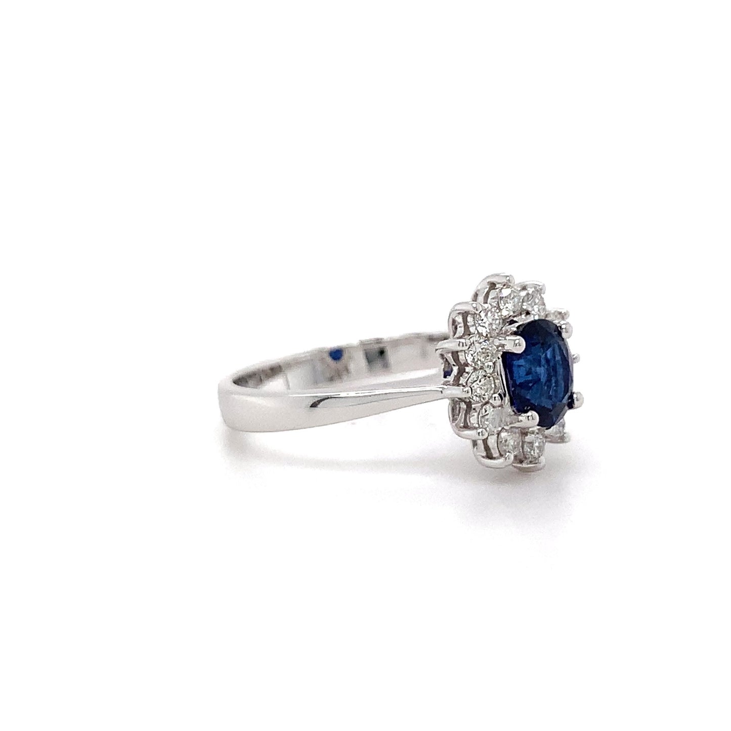0.92ct Oval Sapphire + 0.27ct Dia Halo 18kt WG