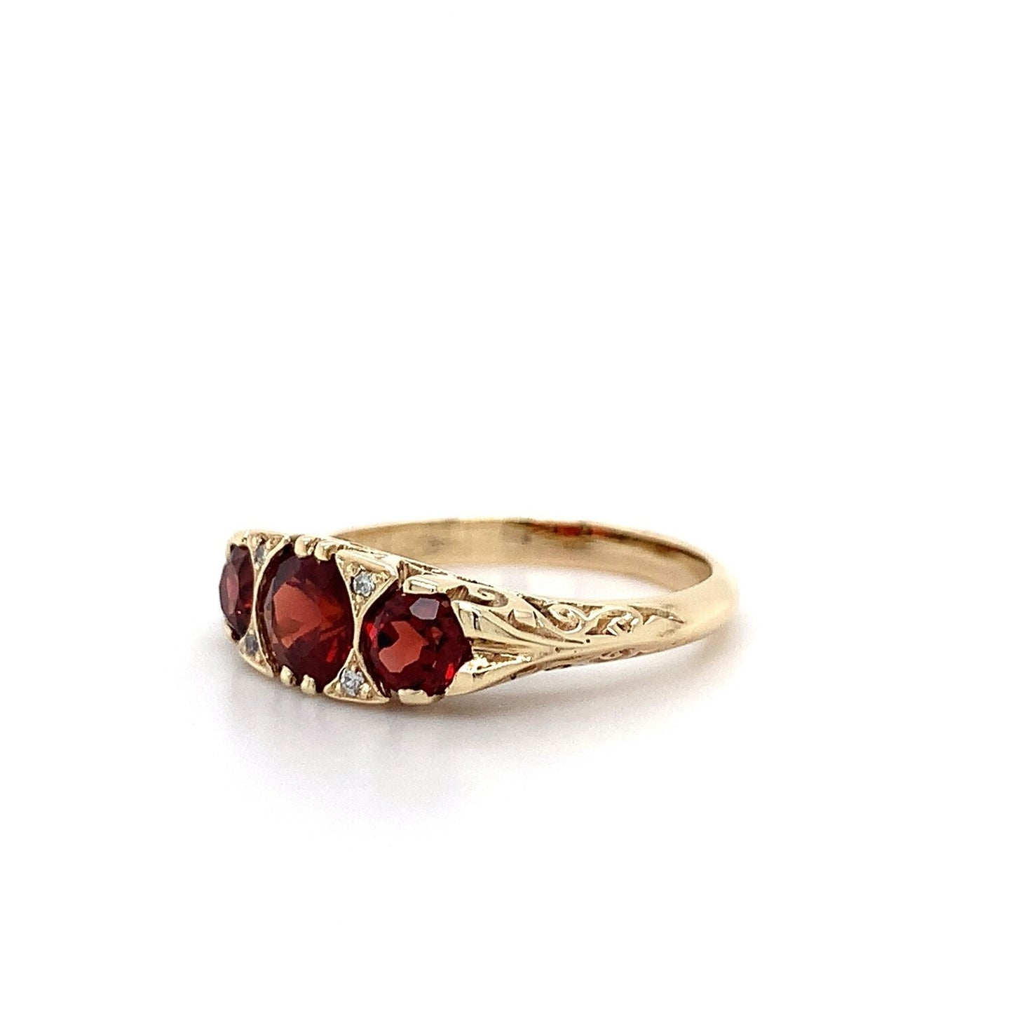 9kt YG Garnet Dia Fili Ring