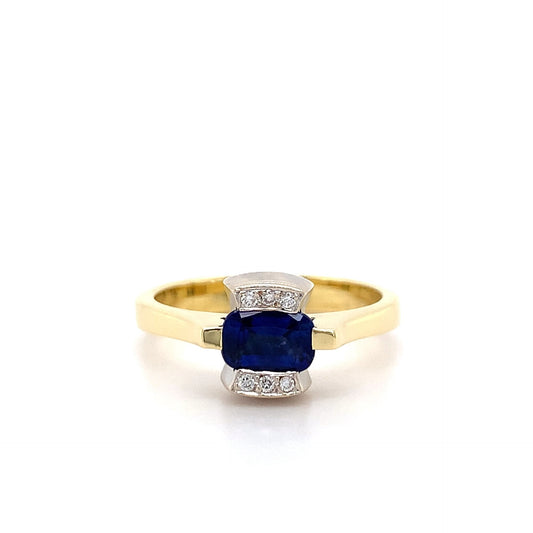 18kt YG/WG Ceylon Sapphire Dia Ring