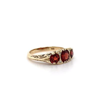 9kt YG Garnet Dia Fili Ring