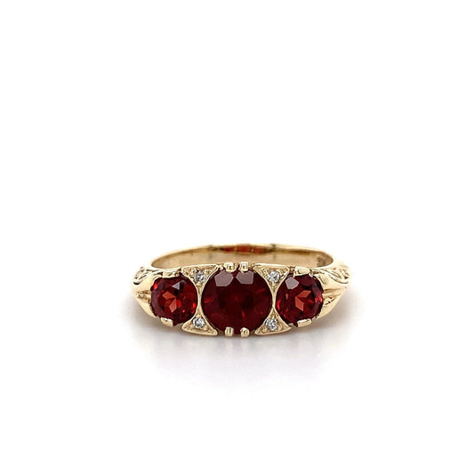 9kt YG Garnet Dia Fili Ring