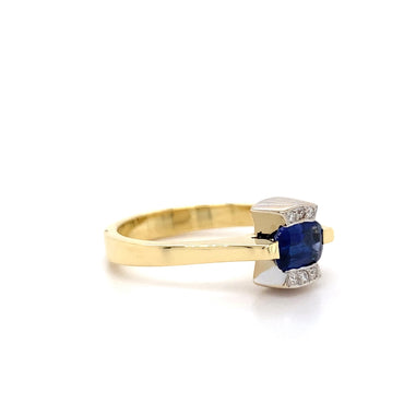 18kt YG/WG Ceylon Sapphire Dia Ring