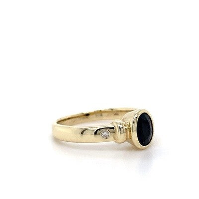 9ct YG Aus Saph Dia Ring