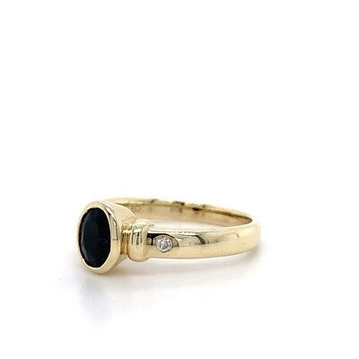 9ct YG Aus Saph Dia Ring