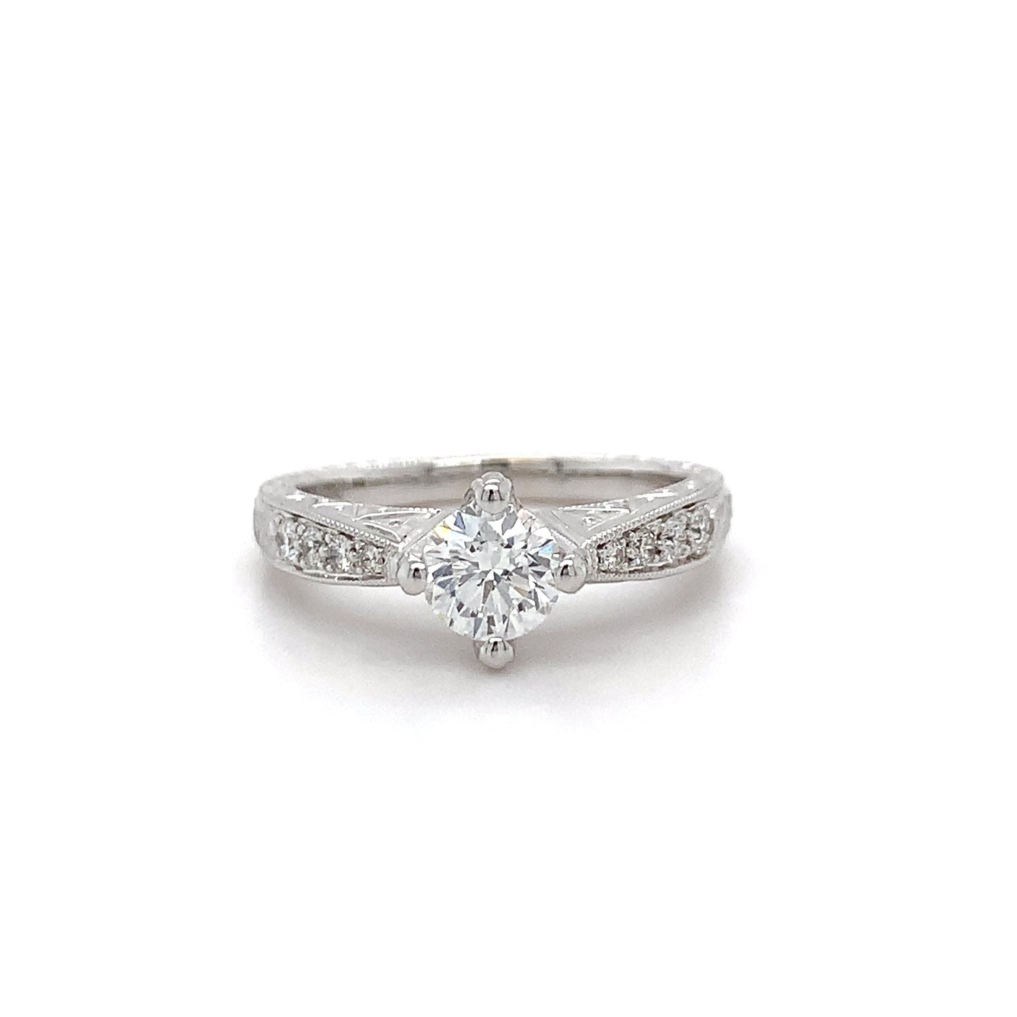 0.75ct Nat Dia Engraved Eng Ring 18kt WG