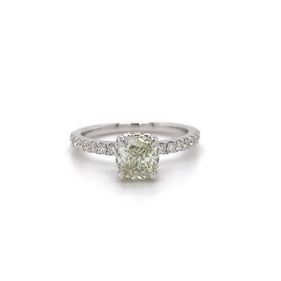 1.32ct Nat Dia Cushion Ring 18kt WG
