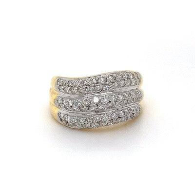 1.08ct 3 Row Pave Dia Set Ring 18kt YG