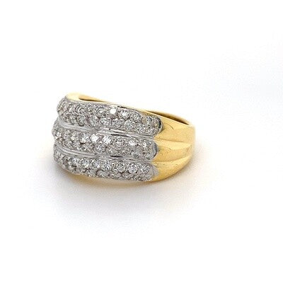 1.08ct 3 Row Pave Dia Set Ring 18kt YG